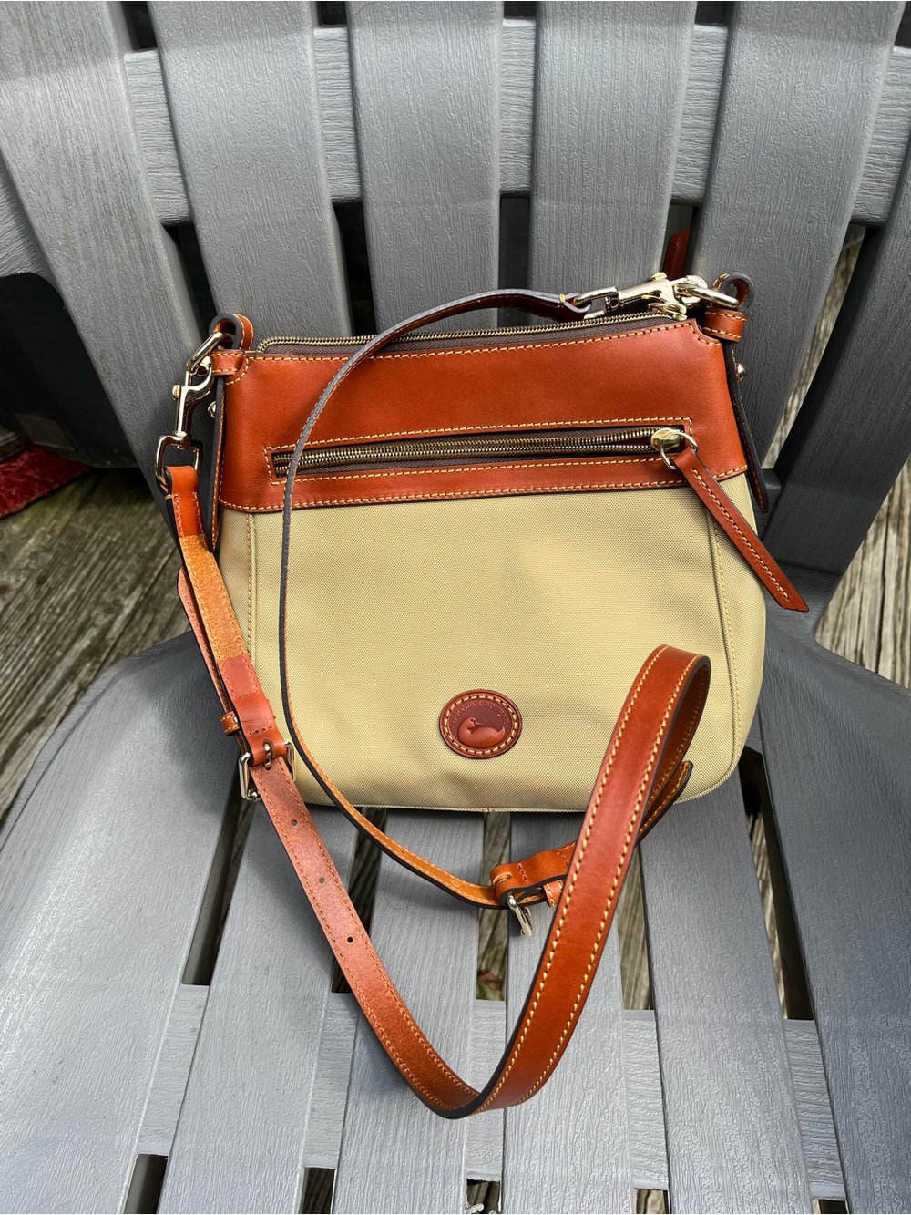 Dooney & Bourke Nylon Canvas Crossbody 25 in Khaki NWOT